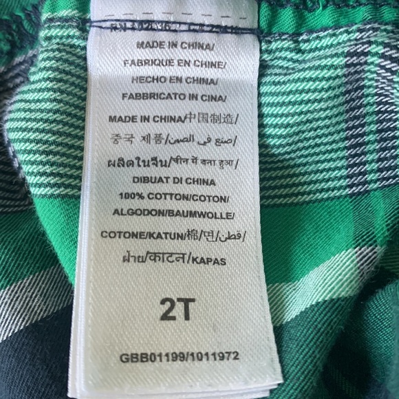 Guess green plaid button down long sleeve shirt size 2T - Picture 6 of 6